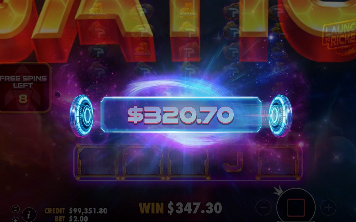 Free Spins: asteroid grid above five reels