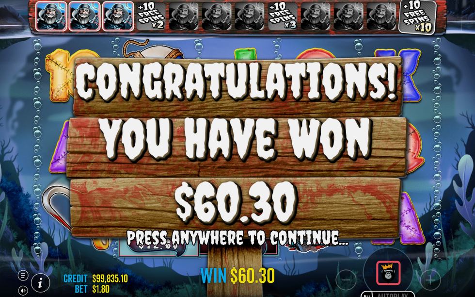 A collected MONEY haul paid as the win screen