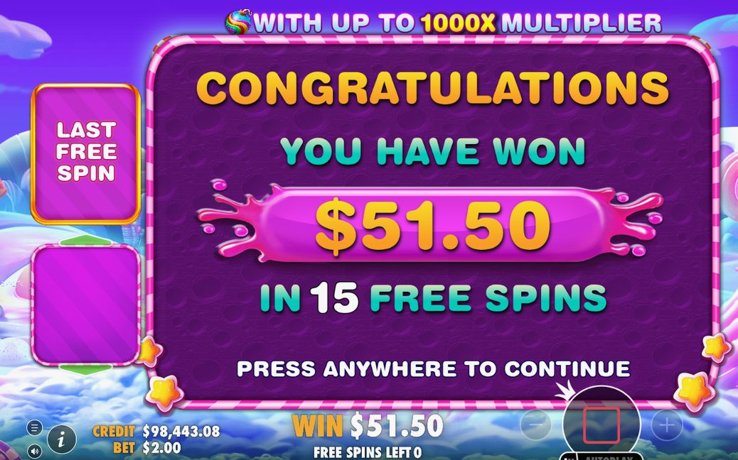 Tumbling candies clearing as a matching cluster pays out